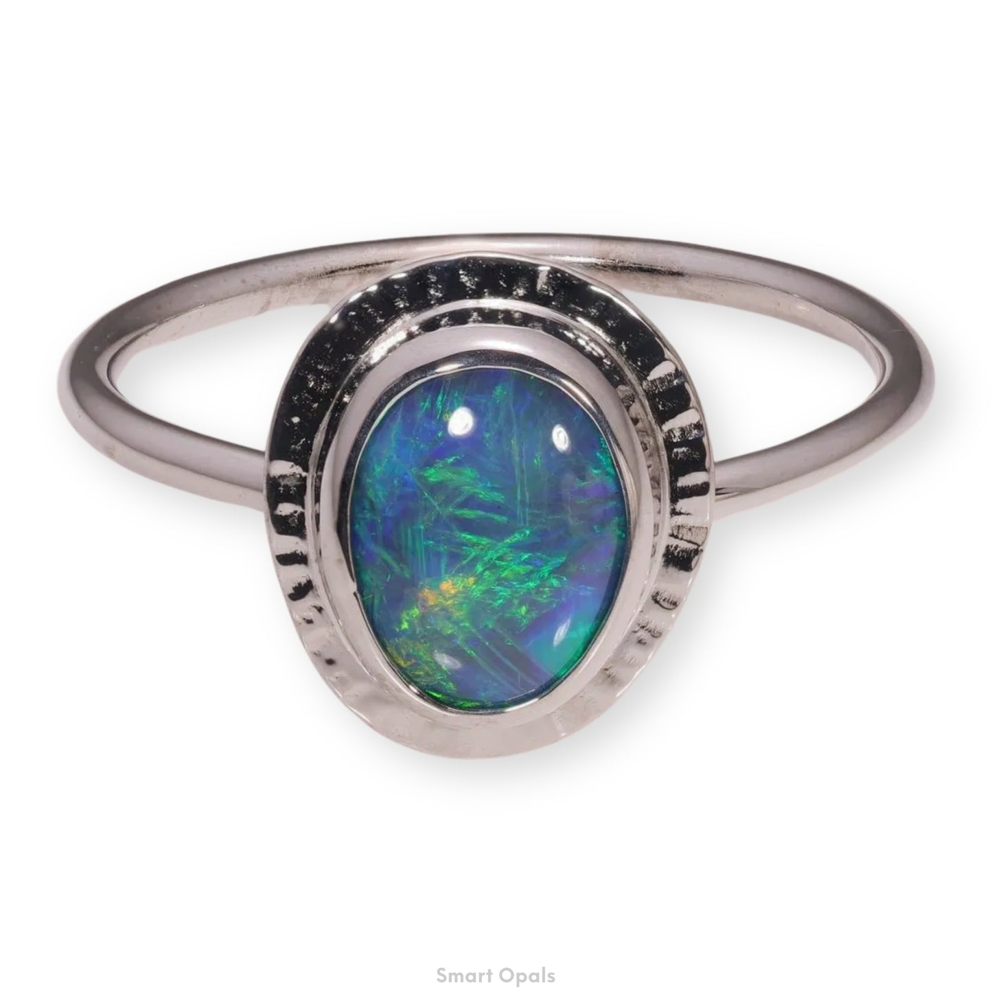 Atoll Lightning Ridge Opal 14K White Gold Ring 26742