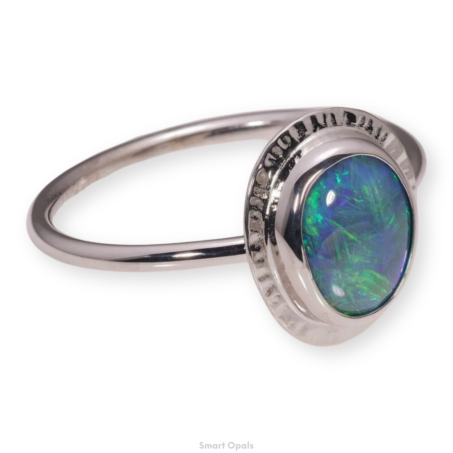 Atoll Lightning Ridge Opal 14K White Gold Ring 26742