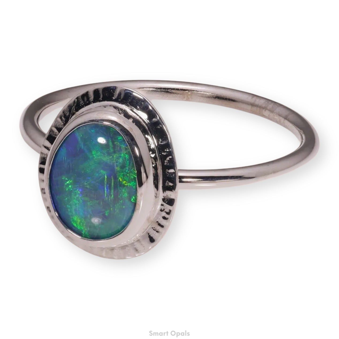 Atoll Lightning Ridge Opal 14K White Gold Ring 26742
