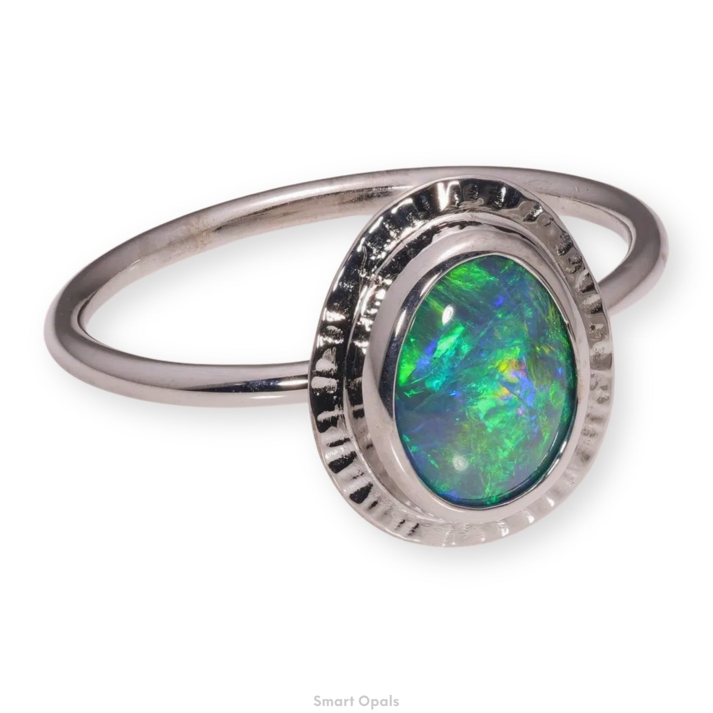 Atoll Lightning Ridge Opal 14K White Gold Ring 26742
