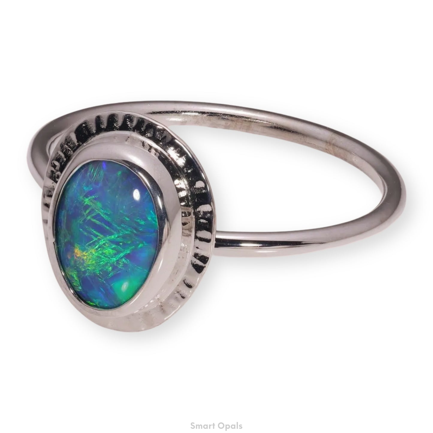 Atoll Lightning Ridge Opal 14K White Gold Ring 26742