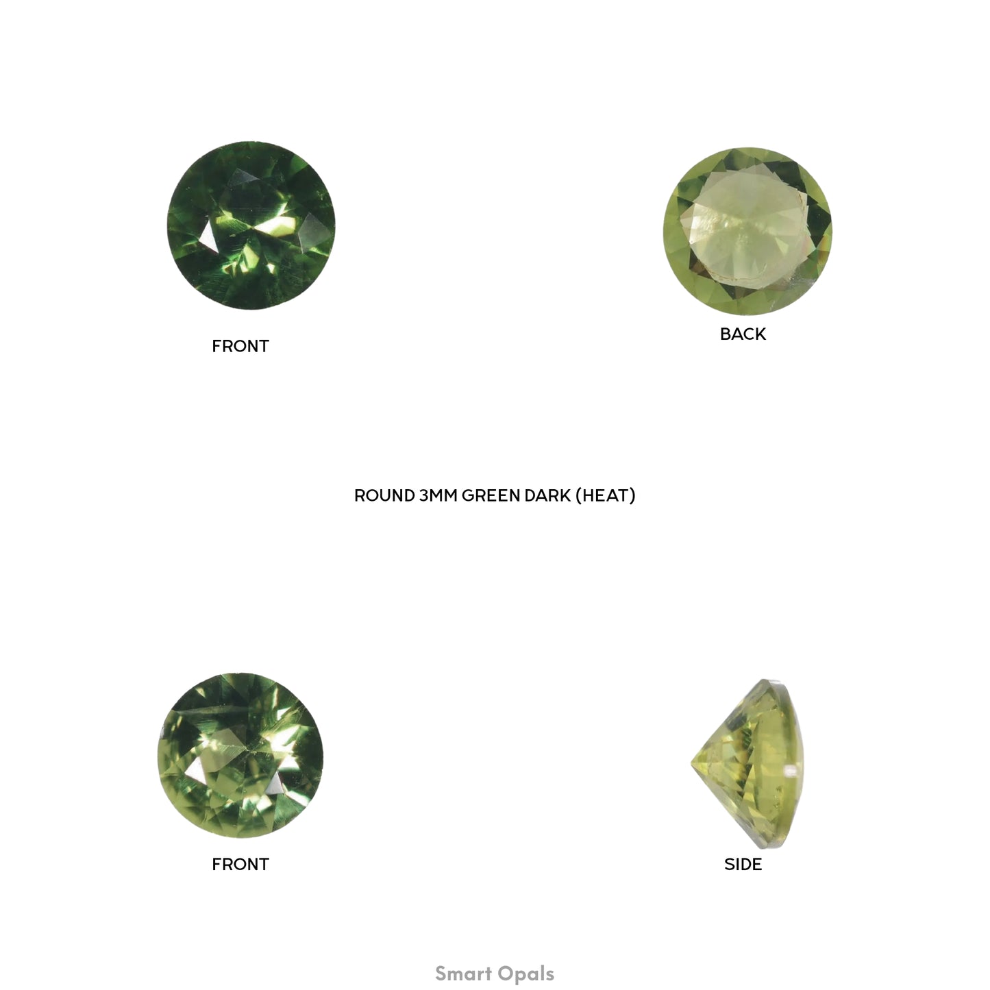 Australian Sapphire 3mm Round - Dark Green