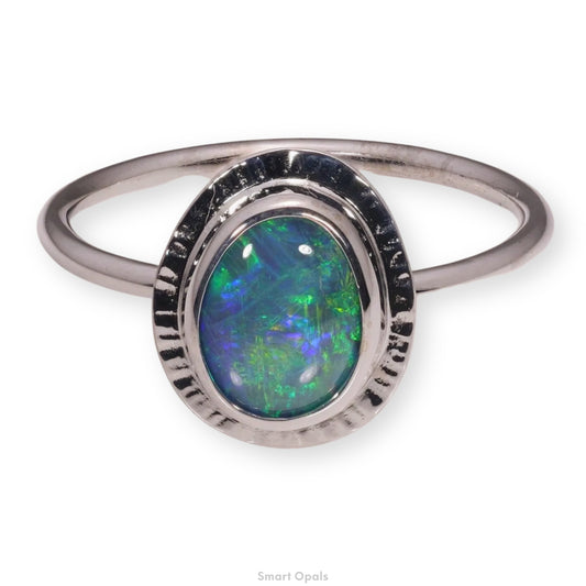 Atoll Lightning Ridge Opal 14K White Gold Ring 26742