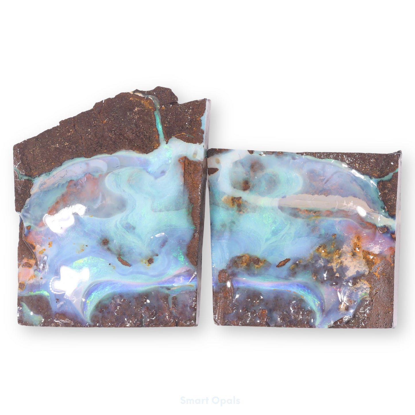 Boulder Opal Lapidary Rough Split Pair