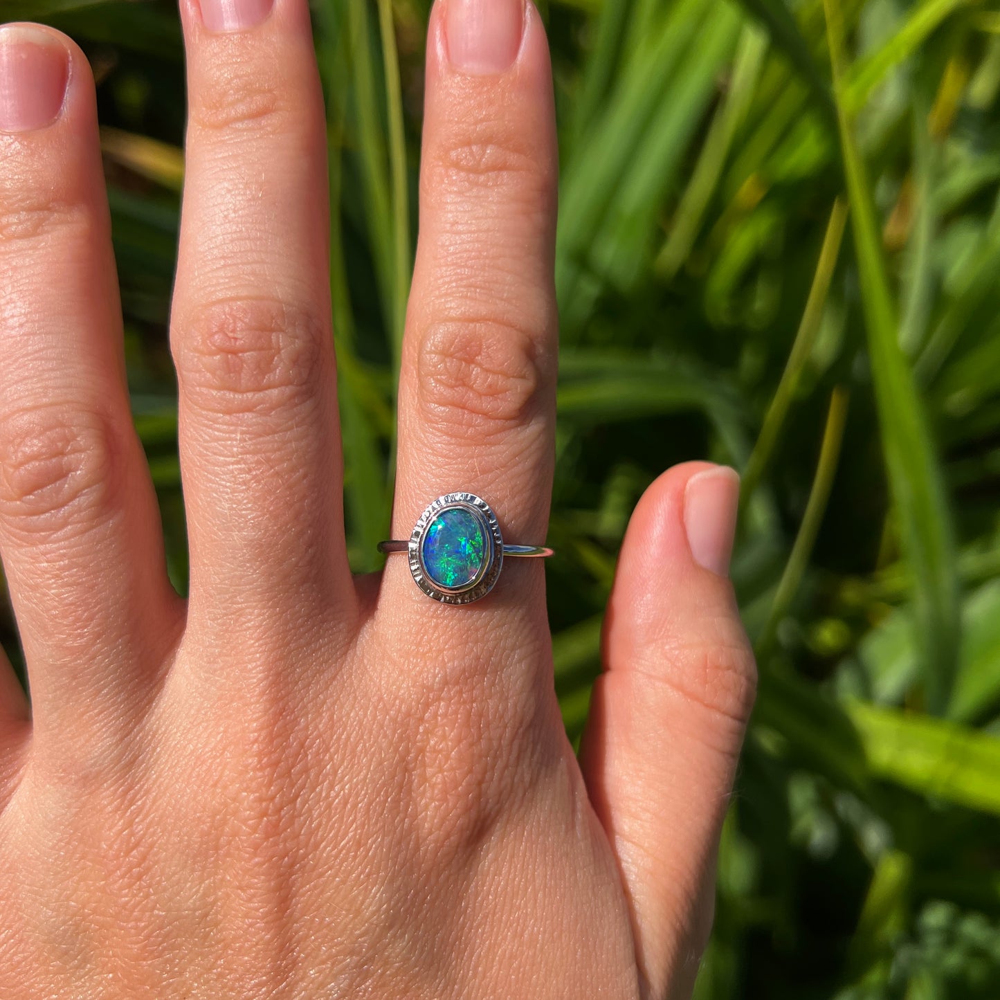 Atoll Lightning Ridge Opal 14K White Gold Ring 26742