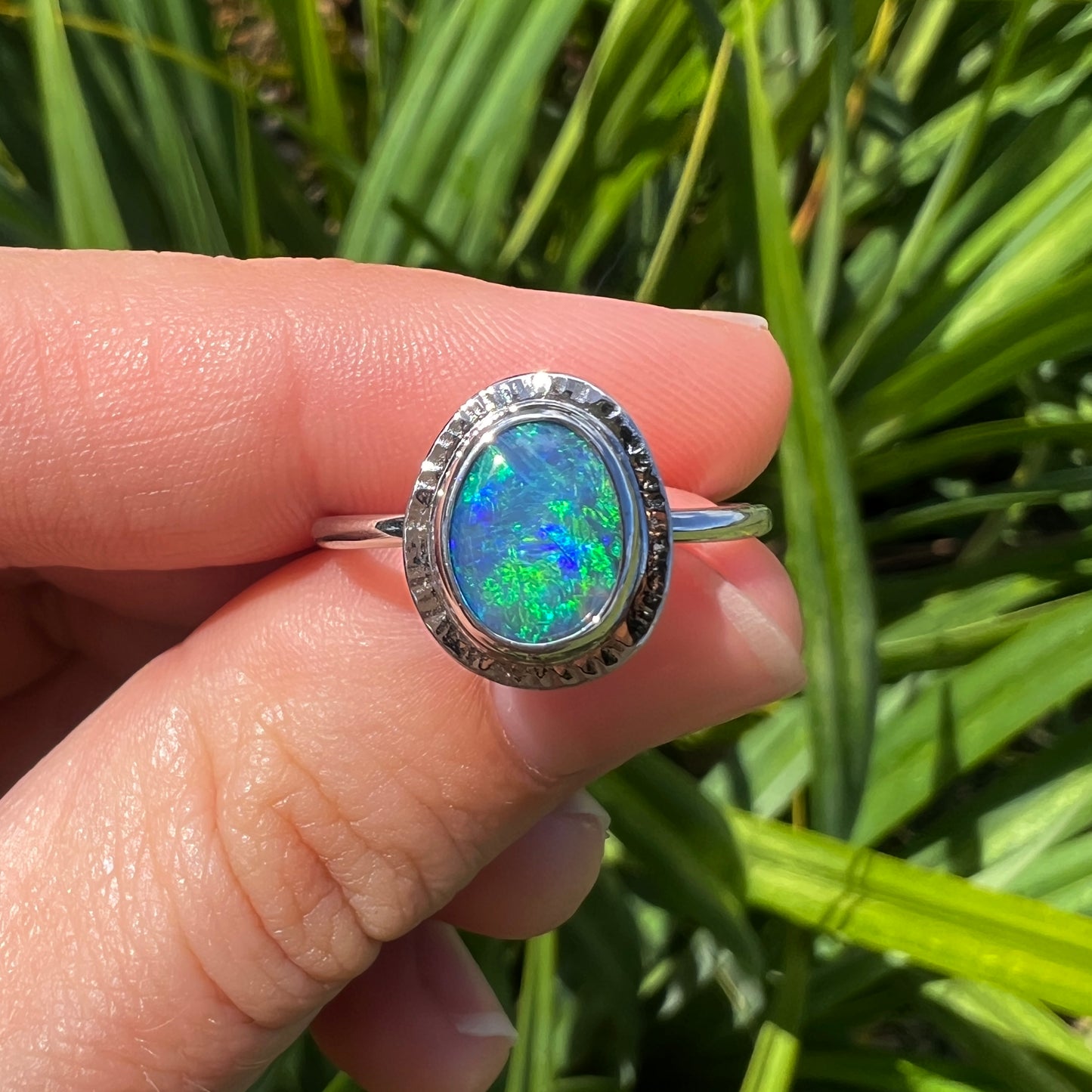 Atoll Lightning Ridge Opal 14K White Gold Ring 26742