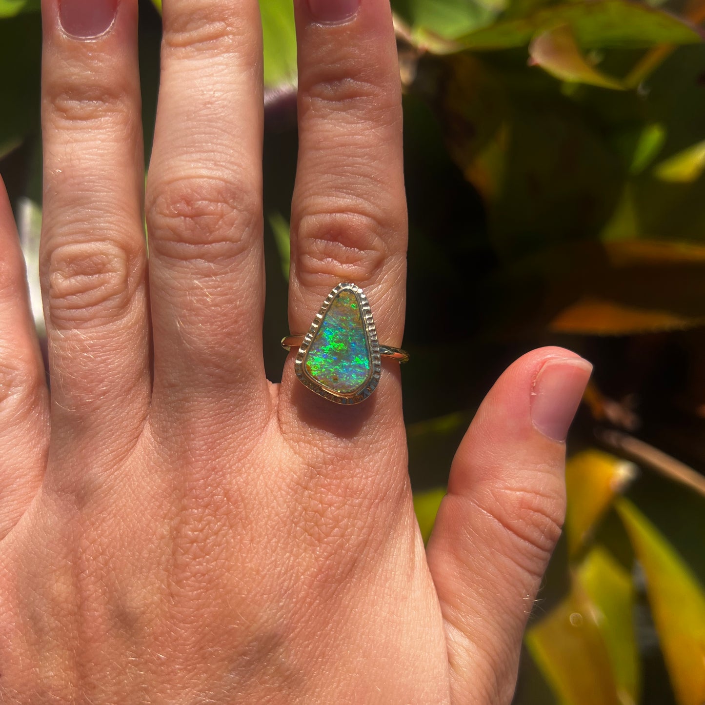 Atoll Boulder Opal 14K Gold Ring 25550
