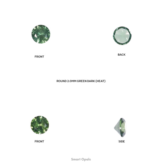 Australian Sapphire 2mm Round - Dark Green