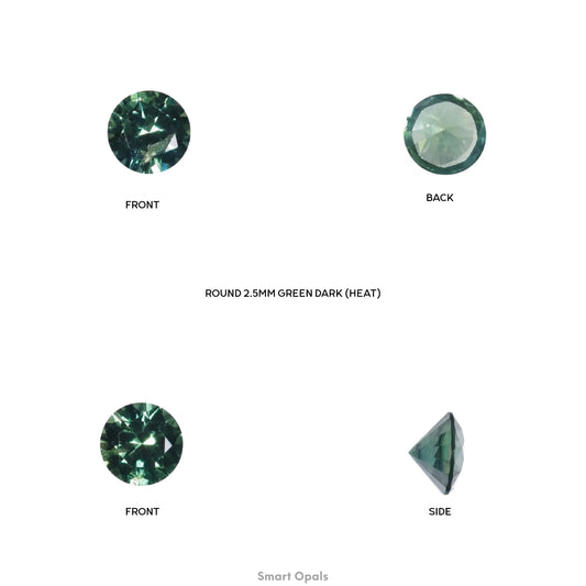 Australian Sapphire 2.5mm Round - Dark Green