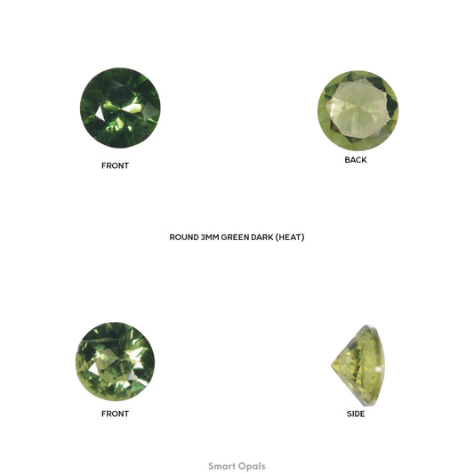 Australian Sapphire 3mm Round - Dark Green