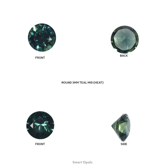 Australian Sapphire 3mm Round - Teal