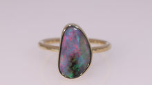 Load and play video in Gallery viewer, Atoll Boulder Opal 14K Gold Ring 27240
