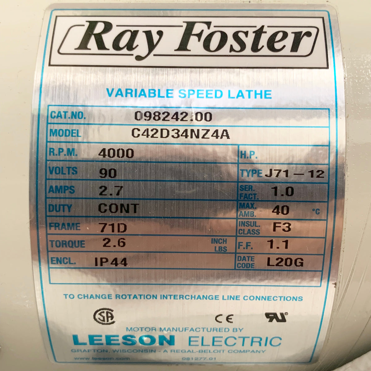 Ray Foster High Speed Dental Grinder - 230 Volt (Australia)